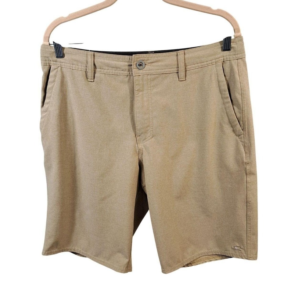 Oneill Mens Hybrid Shorts 32-34"x10" Golf Tan Beige Casual Summer Stretch Logo